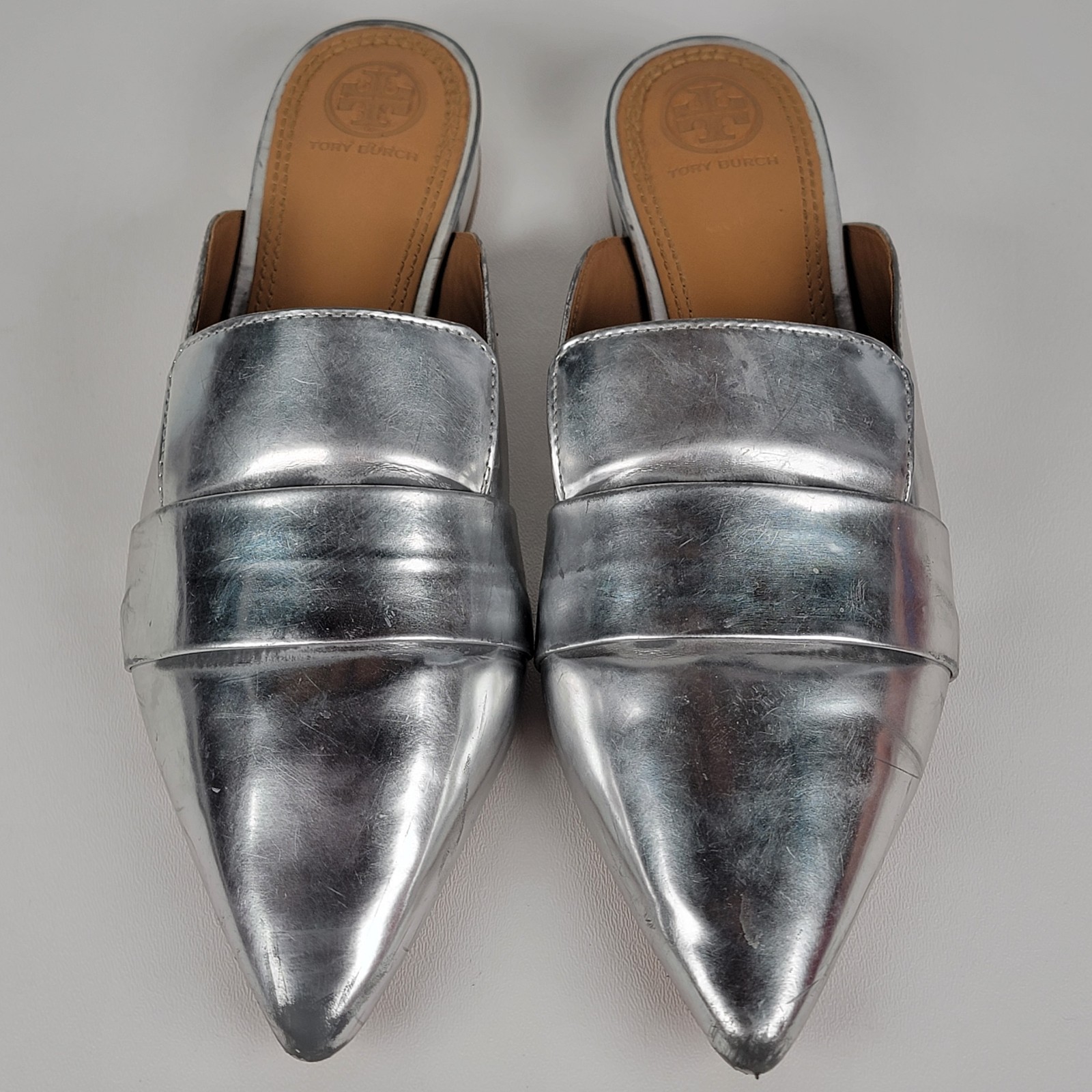  Tory Burch Rosalind Metallic Leather Flat Slipon Mules Women Shoe 8 M thumbnail 2