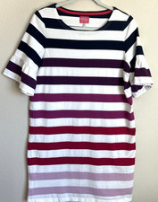 Joules Clothing Women TShirt Dress Sz 12 Bell Sleeve Striped Classic Casual Logo