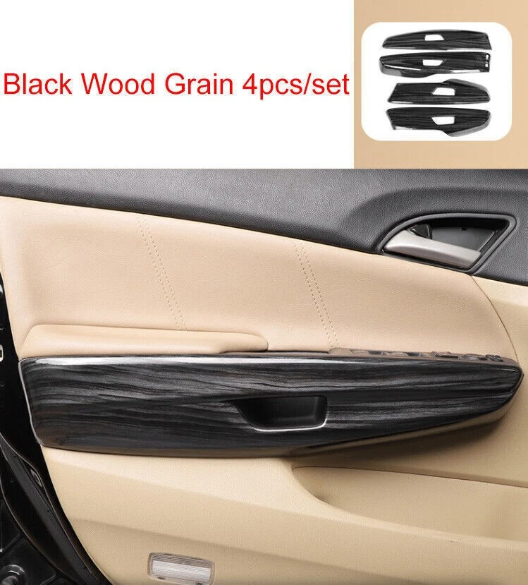 Panel interior de manija de puerta de grano de madera negro para Honda Accord Crosstour 2008-2012 Foto 4 de 4