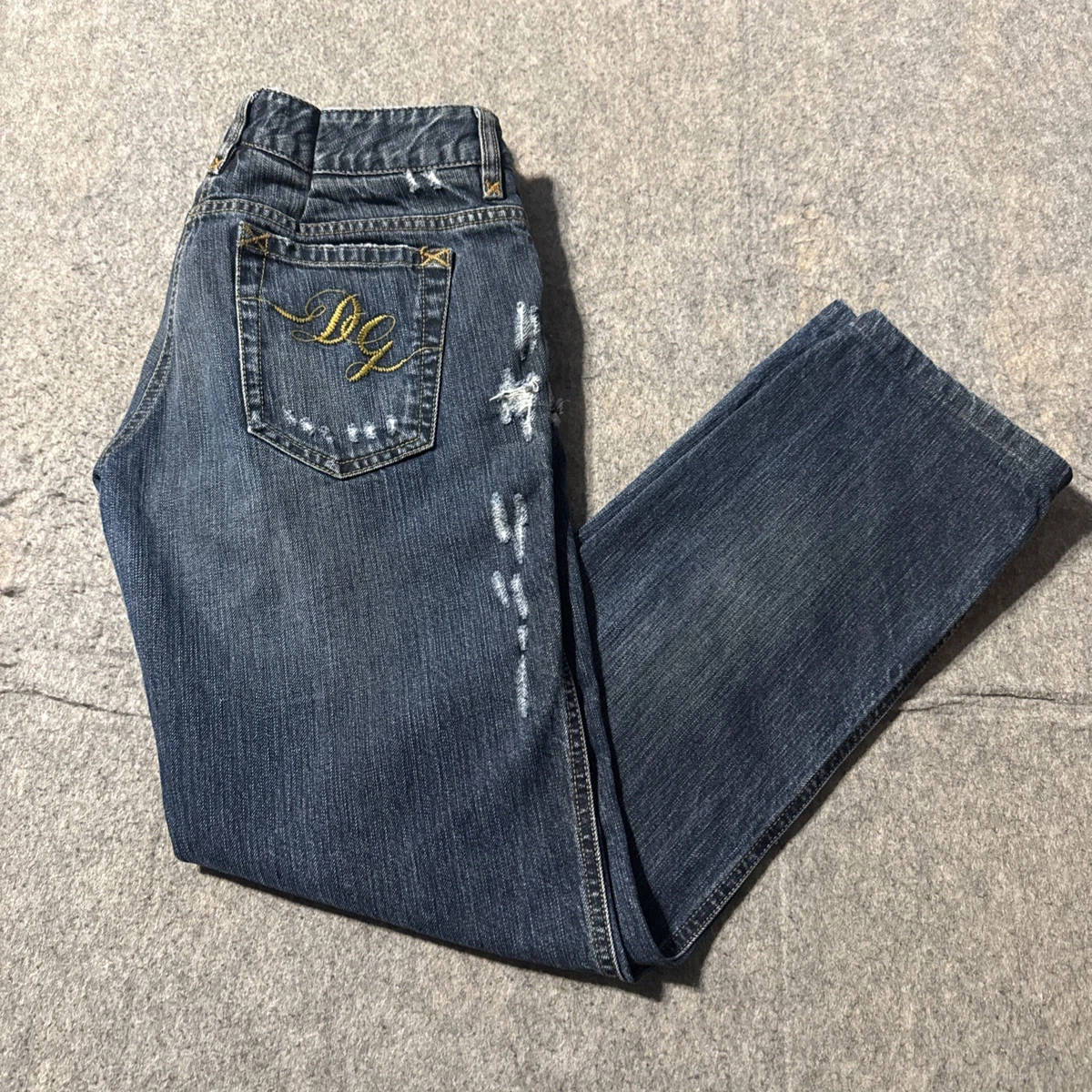 Jeans Dolce & Gabbana D&G Femme Taille 40 (US 27) - Droit, Délavé, Logo, Made In Italy, Occasion Très Bon état