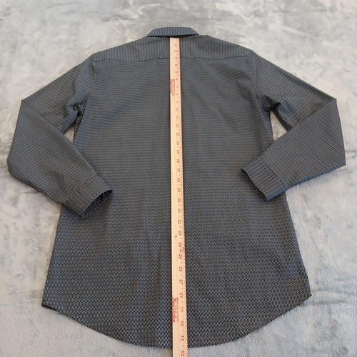 J.Ferrar Shirt Mens Medium Slim Black Geometric Stretch Long Sleeve Button Up - Picture 5 of 9