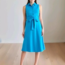 Jaclyn Smith Turquoise Blue Polka Dot Sleevel...
