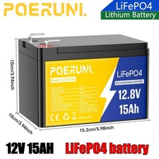 12V 15Ah Lithium Battery LiFePO4 Deep Cycle Battery for Solar RV Off-Grid
