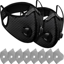 2 Pcs Dust Breathable Reusable Respirator with Activated Carbon Adjustable Du...