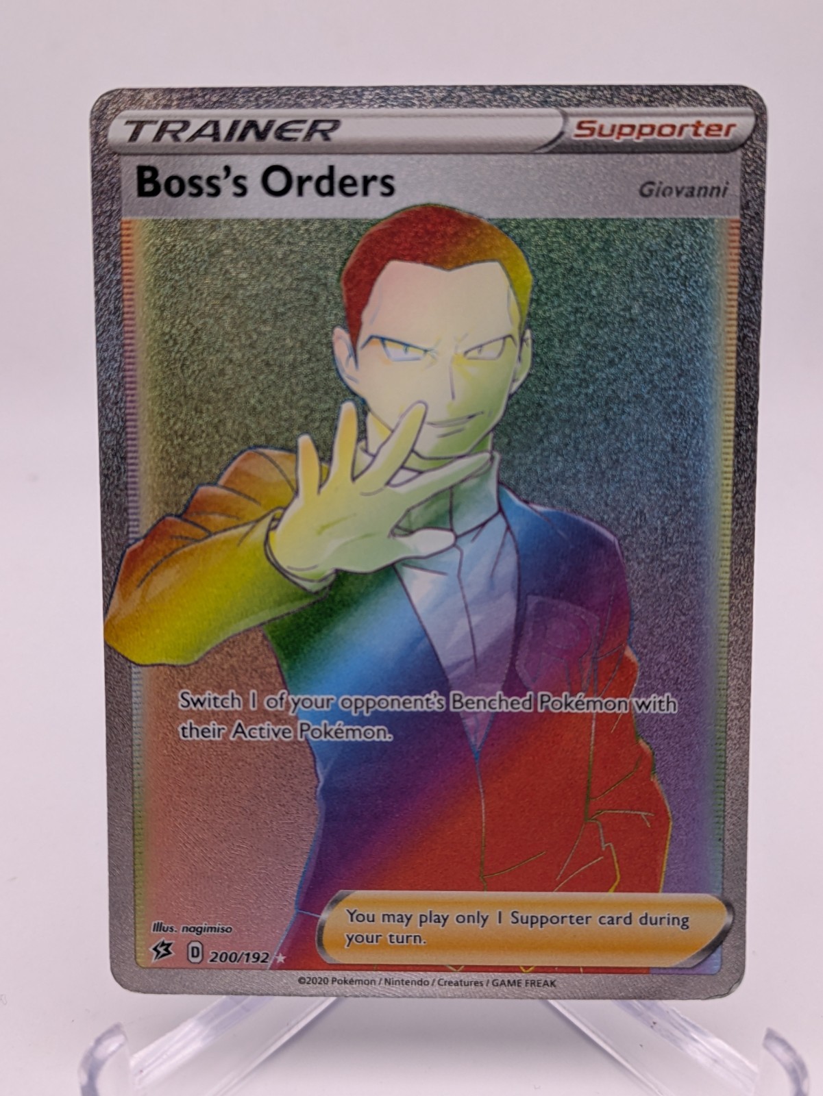 💥 Boss's Orders Trainer Pokemon Card 200/192 Rainbow Rare 