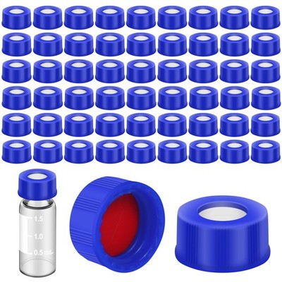 Blue Pre-Slit Polypropylene Cap Chromatography vials Caps, White PTFE/Red Sil...