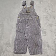 VTG OshKosh B'gosh Overalls Boys 4T Blue Hickory Stripe Vestbak Made In USA