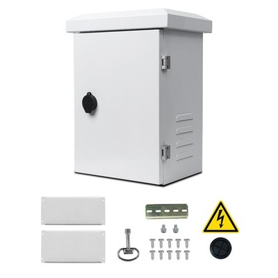 Metal Outdoor Enclosure with Rain Hood Electrical Box Weatherproof WiFi/Netwo...