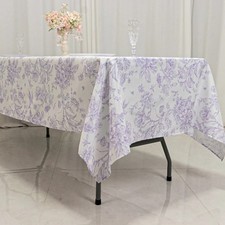 60" x 102" Lavender French Toile Pattern Polyester Rectangular Tablecloth