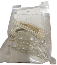 NEW Pearl Hair Clip Set of Four Gold Tone Accents - Fashion Jewelry For Styling