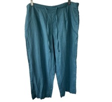 Mango Tango Women's 100% Linen Wide Leg Pull On Drawstring Trouser Pants L