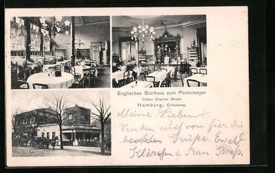 AK Hamburg-St.Georg, Englisches Bierhaus zum Portermeyer mit Innenansichten 190 