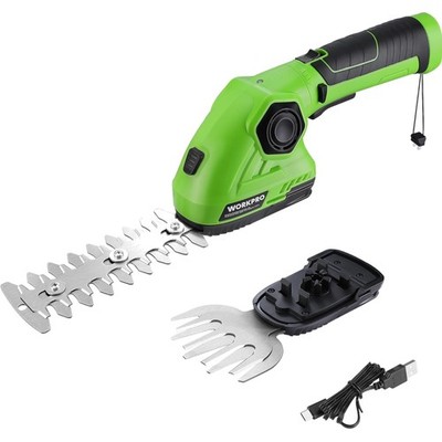 Handliche Grasschere mit Akku, Ladekabel, 14cm Schnittlänge, ergonomischer Griff