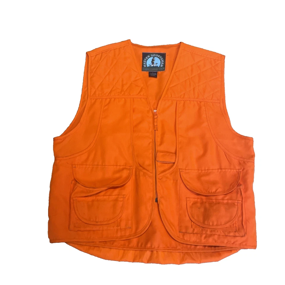 Master Sportsman Blaze Orange Hunting Vest Game Bag Size Large Outdoor Rugged - Image 2 of 4