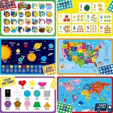 Kids Educational Placemat Set Fun Learning Waterproof Non-slip Reusable New