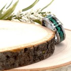 Unisex 8mm Silver Tungsten Ring | Stylish green Stone Inlay Engraved Comfort Fit — photo 3