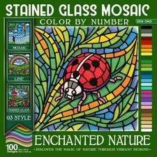 Enchanted Nature Stained Glass Mosaic Color b...