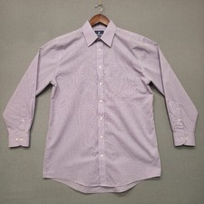 Stafford Performance Super Shirt Men's Purple Check Dress Shirt Size 15.5-32/33