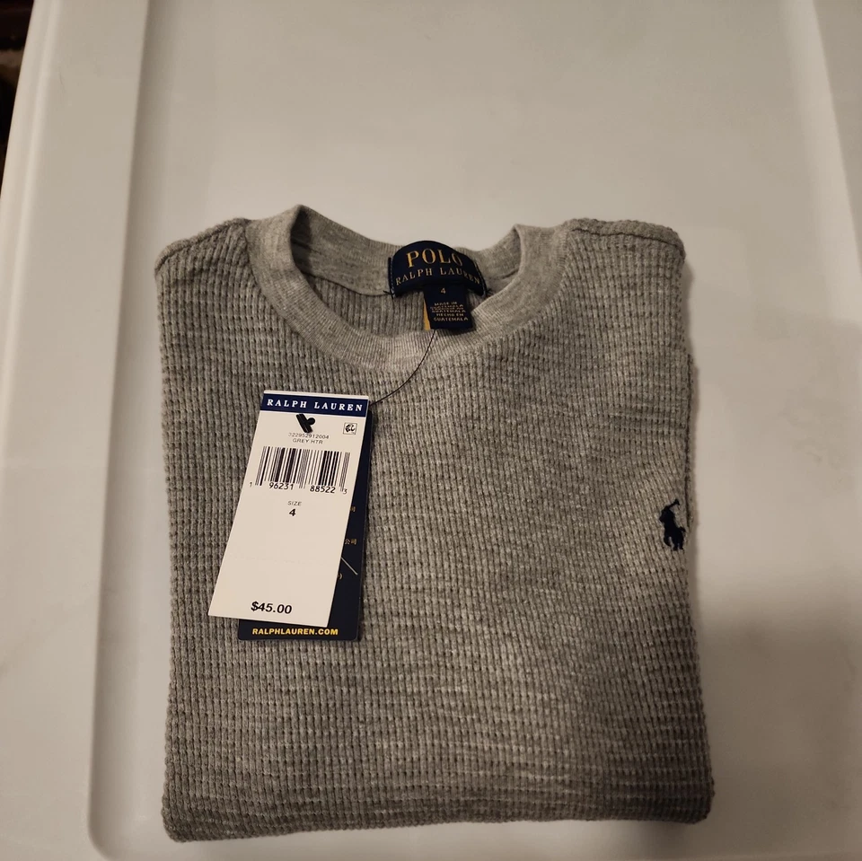 Polo Ralph Lauren Waffle Knit Thermal Shirt Size 4, Gray - Image 3 of 3