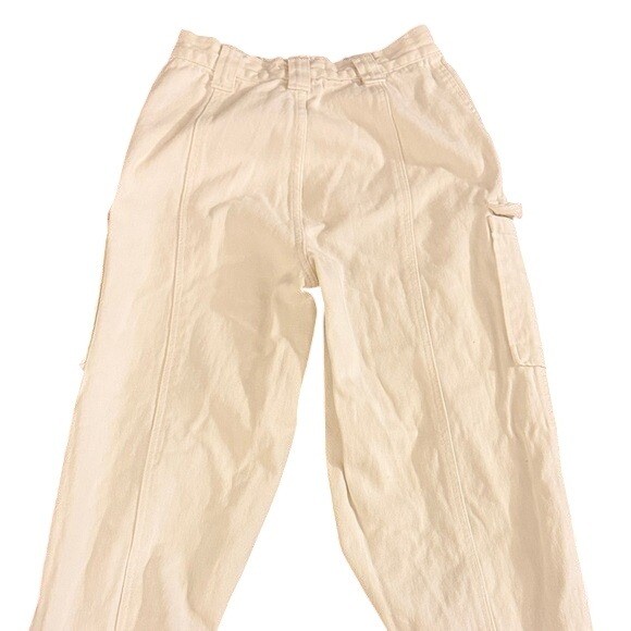 PacSun Womens High Rise Carpenter Pants Cream Off White Cotton Size 26 Utility thumbnail 4
