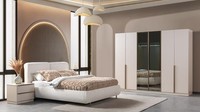 Bett 2X Nachttisch Kleiderschrank Schlafzimmer Stil Modern Farbe Weiß
