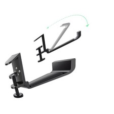 Black All-Aluminum Foldable Headphone Holder for Desk Under-Desk Clamp Hook