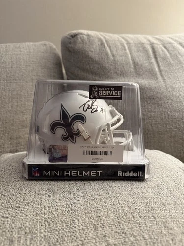 Drew Brees Signed New Orleans Saints Salute To Service White Mini Helmet