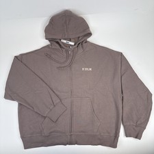 Victoria  s Secret Pink Women's Zip-Up Hoodie Light Brown with Logo Size Large