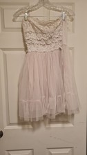 dELiA*s Dress XS Ivory Lace Tulle Sweetheart Neck Strappy Sleeveless Mini Lined