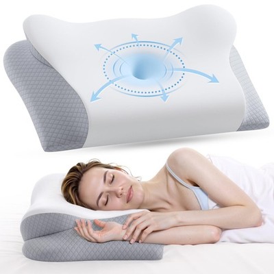 Almohada cervical para cuello hombros espuma viscoelastica ortopedica lado boca