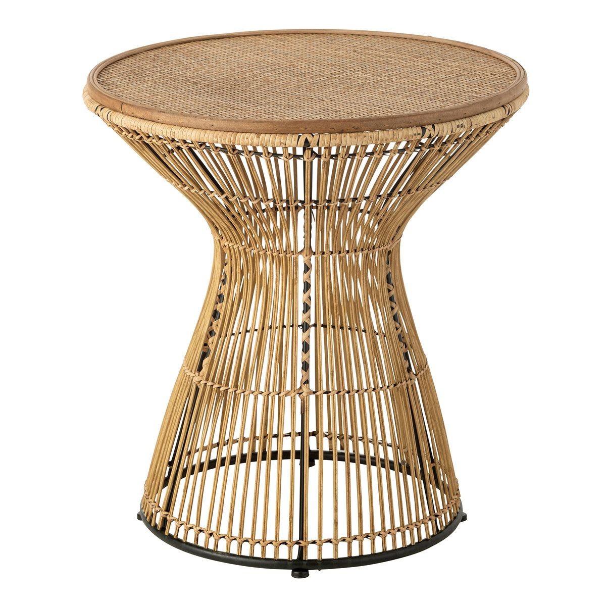Table d'appoint design en bambou Rainures 63cm naturel pour maison