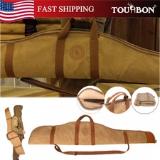 TOURBON Canvas Rifle Gun Case Padded Scope Rifle Bag Hunting Zipper Carry Slip