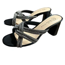 Bella Vita Carmen Dressy Slide Sandals Glitzy Sparkly Block Heel NEW Size 7.5 W