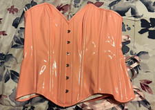 Top Drawer by Daisy Corsets PVC Overbust Lace-Up Boned Corset 2XL Pink