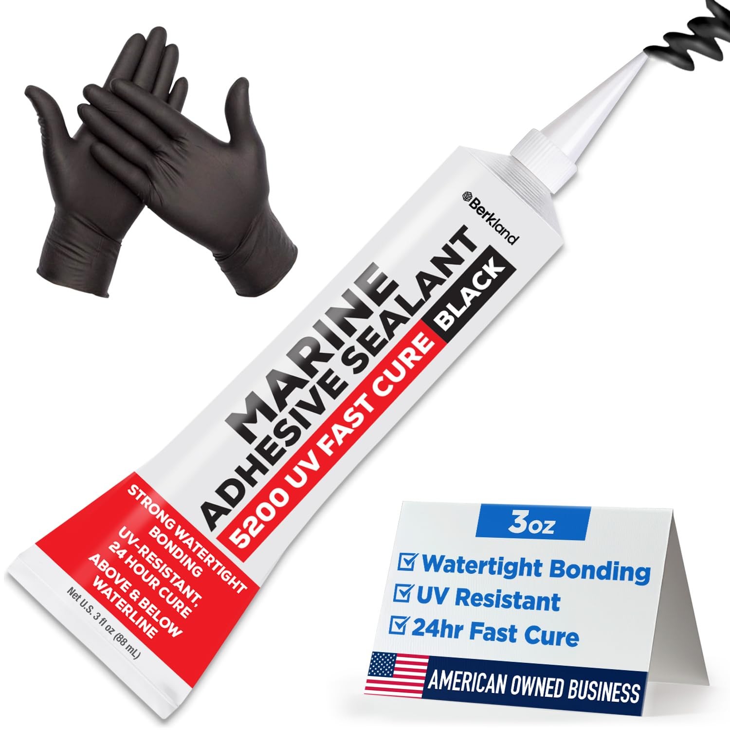 [3 oz] Marine Adhesive Sealant 5200 Fast Cure (Black) - Dura