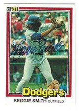 Autographed 1981 Donruss REGGIE SMITH Los Angeles Dodgers card #59 w/coa