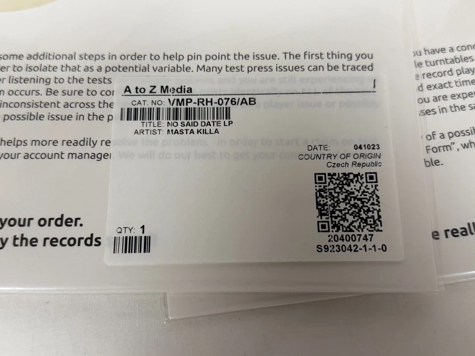 Masta Killa – No Said Date | Vinyl Me Please Test Press White Label Wu-Tang Clan - Image 3 of 4