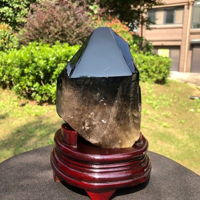 4.9LB Natural Smoky Quartz Crystal Mineral Specimen Reiki Healing+Stand