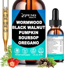 Wormwood Black Walnut Clove Cleanse for Humans Liquid Drops, Gut Cleanse  Diges