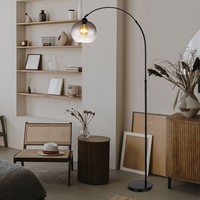 Stehlampe Bogenleuchte Wohnzimmerlampe Glas Marmor E27 HöHe Verstellbar H 196 Cm