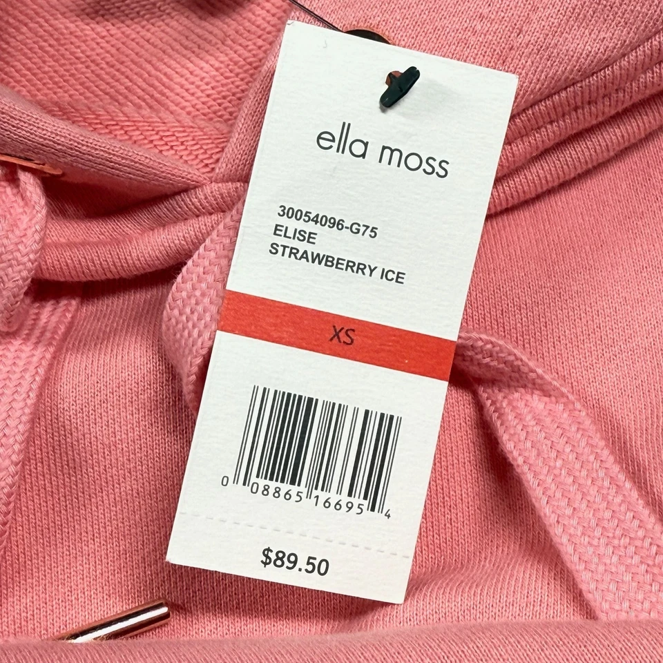 Sudadera corta Ella Moss nueva con etiquetas para mujer XS rosa fresa hielo con capucha nueva Foto 4 de 4