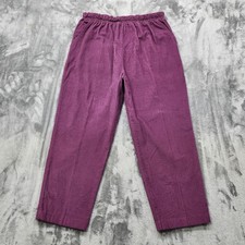 Vintage Haband Pants Womens 16P Purple Stretch Corduroy Pull On Tapered Ankle