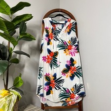 Old Navy XL TALL White Floral Sleeveless Tie Neck Shift Dress NEW