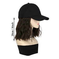 Baseball Cap with Hair Short Curly Hair Extension with Hats Combs 2 in 1
