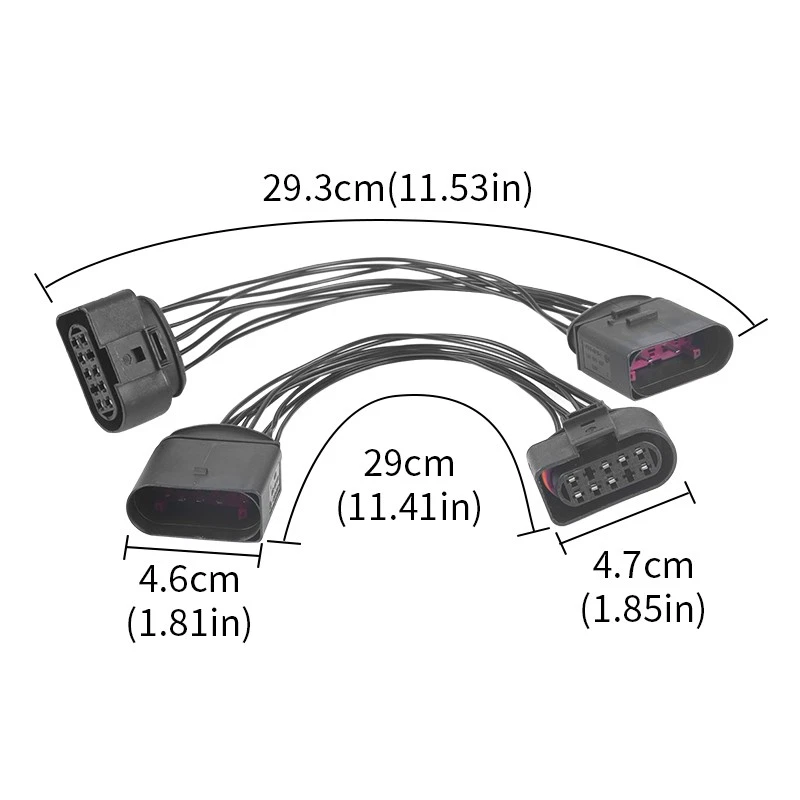 2X 14 to 10 Pins Xenon HID Headlight Connector Adapter Convertor Plug For Jetta - Image 2 of 4