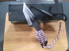 Ladies Boot Knife 3" Full Tang Fixed Blade Flint FIRE 🔥 Starter Pink Corded Hnd