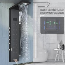 Bathroom LED Light Rain Waterfall Shower Panel Faucet Massage Jets Shower Faucet