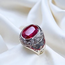 Red Ruby Ring 925 Sterling Silver Ring For men's Engagement Ring, Ruby Ring