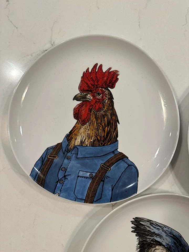 Platos de ensalada de animales gallo Rachel Kozlowski/West Elm Dapper/Búho Blue Jay (3) Foto 2 de 4