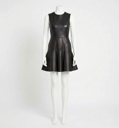 Valentino Short Leather Mini Dress Size 44